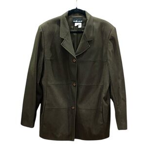 Sag Harbor 100% Wool Lined Jacket Size 18 Dark Green